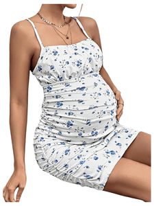 Magliette <span class=keywords><strong>Premaman</strong></span> Slimore da Donna con Stampa Floreale, Spalline Sottili, Scollo a Balze, Maniche Corte, Vestibilità Aderente, in Cotone Traspirante - Product Image 4