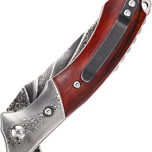 Couteau pliant Damas HK FB052 personnalisable de haute qualité, manche en bois jaune, lame de survie en acier inoxydable, camping, bricolage - Product Image 5