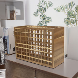 רשת מעץ סריג עיצוב מחזיק מגזין אותיות במבוק ספרים קולטור תיבת אחסון ארון שולחן - Product Image 1