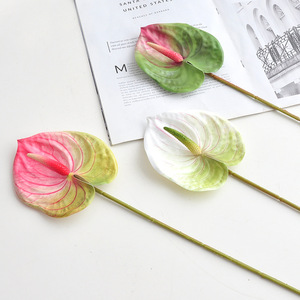 Fleurs artificielles Anthurium Yoshinobu, blanc, vert, rose, tige unique, bouquet, décorations - Product Image 2