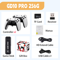 Console de jeu sans fil GD10 PRO 2,4 GHz avec deux manettes, prise en charge 64G/128G/256G, stick de jeu 4K, projecteur TV, manette de jeu