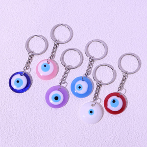 Factory Glaze Turkiye Evil Eye Amulet Metal Key Chain Ring Protective Talisman Keyring Turkish Turkey Blue Eye Pendant Keychain