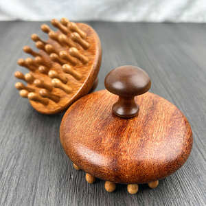 Hochwertiger multifunktion aler Golddraht Grüner Sandelholz-<span class=keywords><strong>Massage</strong></span> kamm Holzkamm - Product Image 4