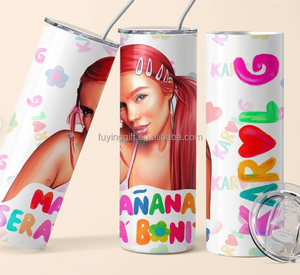 Venta <span class=keywords><strong>caliente</strong></span> precio de fabricación personalizado estilo mexicano 20oz <span class=keywords><strong>Karol</strong></span> <span class=keywords><strong>G</strong></span> Peso Pluma sublimación vaso flaco con pajita - Product Image 2