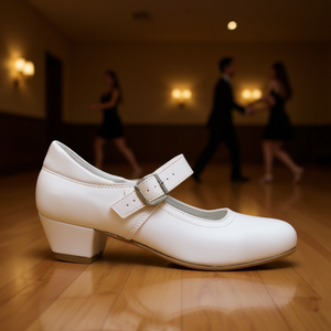 Chaussures de danse latine de salon en cuir véritable pour femmes avec semelle extérieure en PU Talon plat Modèle Angelina 623 Pour adultes Style sportif Tango Jaz - Product Image 2