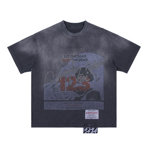 เสื้อยืดวินเทจลายกราฟิกพิมพ์ DTG ทรงโอเวอร์ไซส์ ผ้าฝ้าย สำหรับผู้ชาย สไตล์สตรีทแวร์ รับสกรีนโลโก้ - Product Image 4