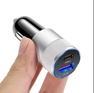 ที่ชาร์จโทรศัพท์มือถือในรถยนต์แบบเร็วพิเศษ USB PD 3.1A อลูมิเนียม แบบกำหนดเอง รองรับ QC2.0 Type C พร้อมไฟ LED - Product Image 3