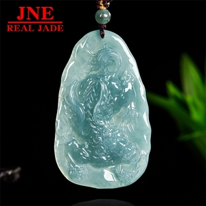 Pendentif en jade naturel de <span class=keywords><strong>type</strong></span> A, jade bleu d'eau, Kweichow Moutai Pi Xiu, pierre de jade glacée, pendentif en jade porte-bonheur pour homme et femme, quatre rencontres - Product Image 3