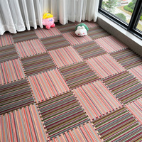 Tapis de sol lavable pour chambre à coucher et salon, en mousse, à rayures, en peluche, puzzle