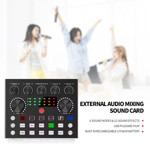 Jingying Karaoke Podcast Grabación Transmisión en vivo Profesional <span class=keywords><strong>PC</strong></span> V8S Juego de tarjetas de sonido, BM800 Mic Studio Micrófono de condensador - Product Image 5
