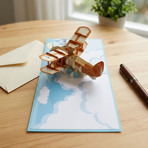 Laser Cut Wholesale Biplane 3D Pop Card <b>Handmade</b> Greeting <b>Paper</b> Best Seller Gift Wedding Party Event Home Decoration Customized - Product Image 1