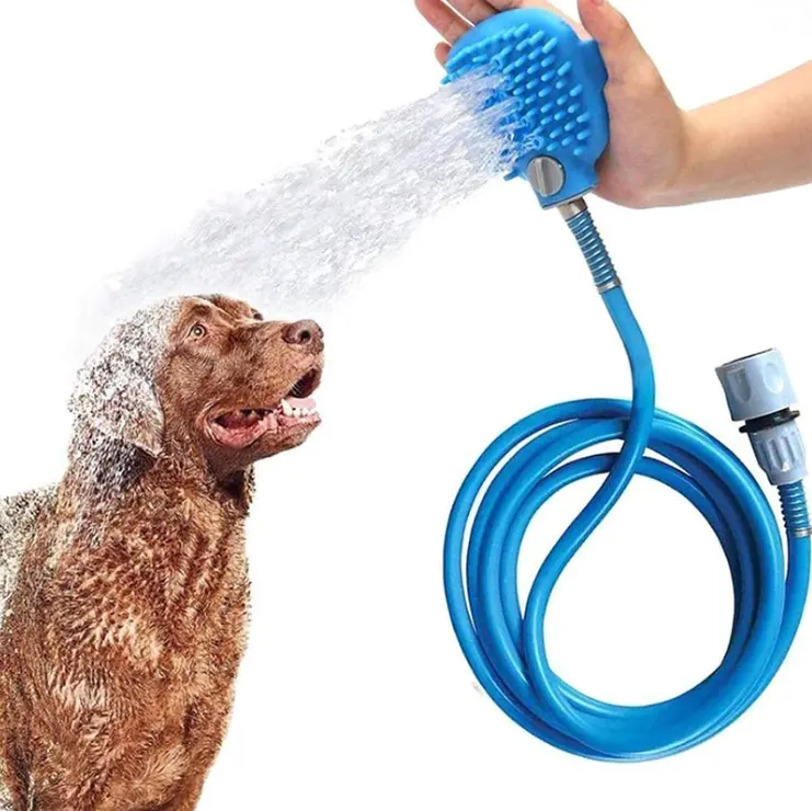 Silikon Pet banyo ve yıkama ayarlanabilir masaj köpek banyo fırça püskürtücü ve Scrubber aracı bir evcil hayvan duşu seti