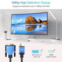 Câble coaxial bidirectionnel HDMI vers DVI mâle-mâle 1080P avec gaine en PVC, logo personnalisé, longueur personnalisable pour PC/moniteur