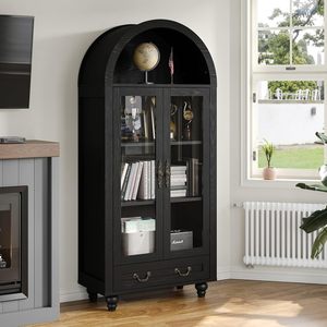 Modern Arch Design Oak <strong>Sideboard</strong> for Home Kitchen Living Room <strong>Blue</strong> Black Wooden Storage Drawer Cabinet Dining Furniture - Product Image 3