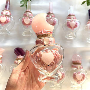 Botella mágica <span class=keywords><strong>de</strong></span> cristal natural, tarro <span class=keywords><strong>de</strong></span> hechizo <span class=keywords><strong>de</strong></span> brujería, rebanada <span class=keywords><strong>de</strong></span> piedra cruda, cristal rosa, purificación <span class=keywords><strong>de</strong></span> carga hecha a mano - Product Image 4