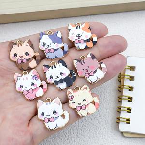 Abalorios de gato esmaltados de Metal coloridos para la fabricación de joyas DIY, abalorios de gato pequeño, pendientes, collar, pulsera, colgante, manualidades DIY - Product Image 1