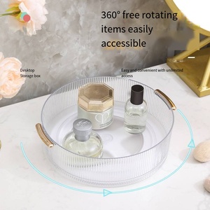 Boîte de rangement rotative <span class=keywords><strong>à</strong></span> 360 degrés pour maquillage, étagère de bureau pour soins de la peau, support antidérapant pour assaisonnements de cuisine et outils de salle de bain - Product Image 1