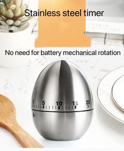 Creative Kitchen <strong>Mechanical</strong> <strong>Timer</strong> Stainless Steel <strong>Egg</strong>-Type <strong>Timer</strong> 60 Minutes Student Timing Baking Cooking Reminder - Product Image 2
