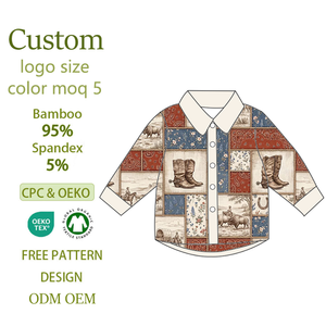 Nouveautés Chemises à manches longues pour garçons, style haut de gamme, imprimé patchwork western, logo personnalisé pour enfant - Product Image 1