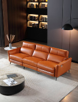 Canapé inclinable électrique minimaliste pour salon, en cuir véritable, combinaison 2+3 places avec chaise longue pour villa et home cinéma