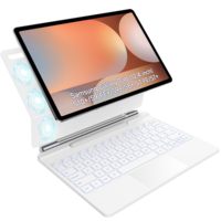Étui pour clavier en simili cuir de 12,4 pouces pour Tab S10/S9/S9 FE/S8/S7 avec pavé tactile rétroéclairé, support pour stylet S, magnétique