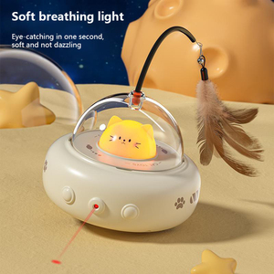 Juguete automático moderno para gatos con láser y plumas, juguete interactivo para mascotas, juguete eléctrico activado por movimiento para gatitos - Product Image 4