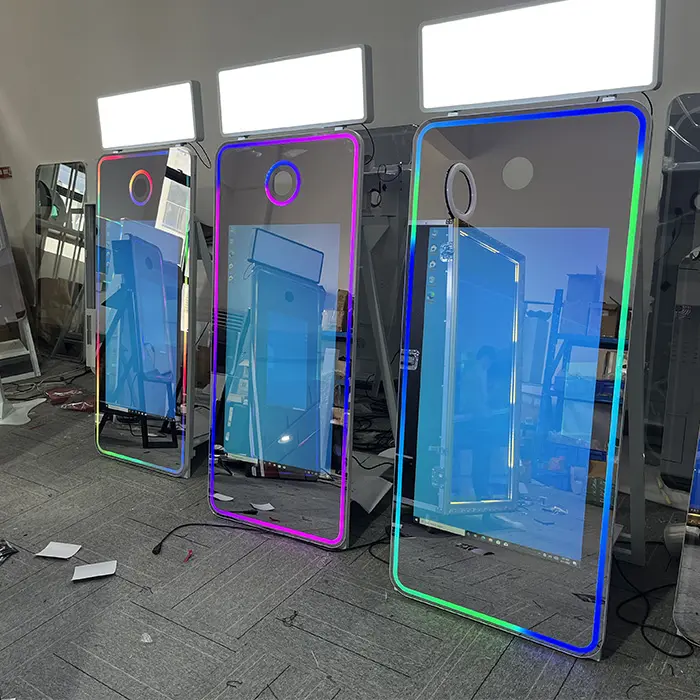 Wholesale Rustic Mirror Booth 65 Inch Photo Booth Touch Screen Magic Mirror Selfi LED DJ Photo Booth For Events