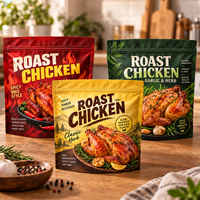 Sachet refermable personnalisé pour poulet rôti, résistant à la chaleur et anti-buée, avec poignée, pour micro-ondes