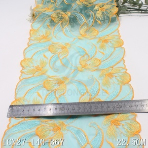 <span class=keywords><strong>2025</strong></span> hoa màu xanh căng lưới Vải Thêu Ren TRIM 22cm lớn hoa mềm đầy màu sắc ren váy cho phụ nữ sexy đồ lót - Product Image 3