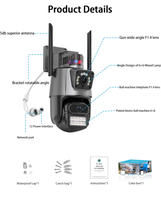 Caméra CCTV Icsee 8mp à double objectif, moniteur de sécurité domestique, caméra extérieure HD, télécommande par téléphone, caméra PTZ, vision nocturne, caméra IP réseau 4K