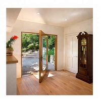 Porte d'entrée de maison personnalisée à usage intensif Portes modernes en bois Portes d'entrée pivotantes en verre