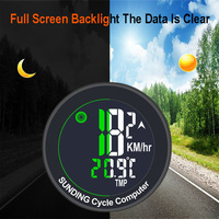Speedometer sepeda Odometer nirkabel setang sepeda Stopwatch bulat dengan layar LCD & multi-fungsi untuk sebagian besar sepeda