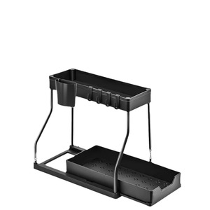 Organisateur de rangement sous évier à 2 niveaux, type autoportant, en <span class=keywords><strong>plastique</strong></span>, avec <span class=keywords><strong>tiroir</strong></span> coulissant, pour armoire domestique - Product Image 5