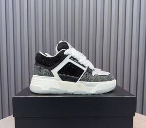 Baskets de luxe à plateforme pour hommes avec strass multicolores, chaussures décontractées tendance en cuir véritable pour femmes à bout rond et lacets - Product Image 5