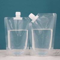 Pochette de recharge liquide transparente écologique Doypack 200ml 250ml 300ml 380ml avec bec de calibre 1.6cm pour jus et bière
