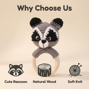 Muñeco <span class=keywords><strong>de</strong></span> madera tejido a mano personalizado, sonajero <span class=keywords><strong>de</strong></span> animales pequeños, juguete educativo <span class=keywords><strong>de</strong></span> ganchillo para bebés recién nacidos, masticable, interactivo y relajante - Product Image 3