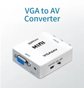 Großhandel 1080P 60Hz Mini VGA2AV VGA zu AV Adapter Audio Video Konverter CVBS RCA zu VGA für alte TV