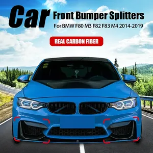 ลิ้นกันชนหน้าคาร์บอนไฟเบอร์แท้ 2 ชิ้น สำหรับ BMW F80 M3 F82 F83 M4 ปี 2014-2019  พร้อมครอบไฟตัดหมอก - Product Image 1