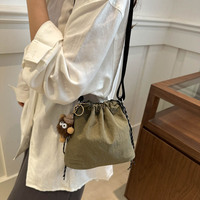 Sac à bandoulière sport léger à fermeture simple, décontracté, grande capacité, pour femme, en nylon et polyester, plissé, tendance, type seau