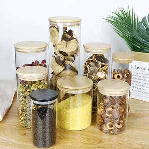 Thân Thiện Với Môi Cao Borosilicate Kín Nhà Bếp Thực Phẩm Chai Thủy Tinh Gia Vị Lưu Trữ <span class=keywords><strong>Container</strong></span> Với Tre Nắp Bằng Gỗ - Product Image 5