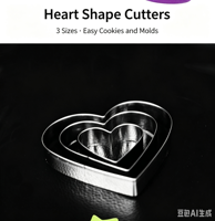Ensemble de moules à gâteau en acier inoxydable DIY, motifs mignons ronds, en forme de cœur et de fleur, pour mousse, gâteau, légumes, pain, emporte-pièces, outils de pâtisserie