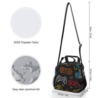 Sac à déjeuner isotherme portable pour garçons, imprimé par sublimation intégrale, avec logo personnalisé, fermeture éclair, en polyester, motif manette de jeu colorée