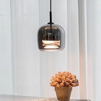 Vente flash : Lampe suspendue LED classique en verre fumé, idéale pour le salon, la chambre à coucher, le chevet, à économie d'énergie et à hauteur réglable