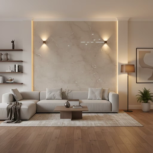 Mesa de Comedor Extensible Convertible de Piedra Ecológica con Acabado Pulido de Mármol Sanna Beige de Lujo para Comedores de Hogar y Hoteles - Product Image 4