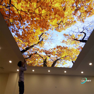 Lámina <span class=keywords><strong>para</strong></span> Techo <span class=keywords><strong>de</strong></span> Piscina, Diseño 3D <span class=keywords><strong>de</strong></span> <span class=keywords><strong>Cielo</strong></span> Azul y Hojas Rojas, Techo Extensible <span class=keywords><strong>de</strong></span> <span class=keywords><strong>PVC</strong></span> <span class=keywords><strong>para</strong></span> Decoración <span class=keywords><strong>de</strong></span> Vestíbulo y Hogar - Product Image 1