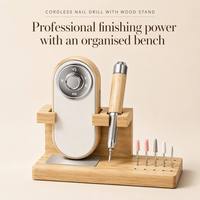 Nouvelle perceuse à ongles sans fil avec moteur puissant sans noyau, type C, lime électrique, ponceuse à ongles + support en bois pour salon