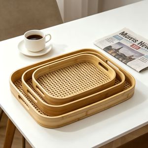 Bamboo <b>Storage</b> <b>Tray</b> Rectangle Multifunction Kitchen Neatening Set Of Three - Product Image 2