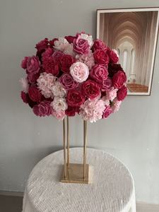 Nuova <span class=keywords><strong>Serie</strong></span> Rosso Scuro di Sfere di Fiori Artificiali Simulati per Decorazione di Sfondo per Palcoscenici Matrimoniali - Product Image 3