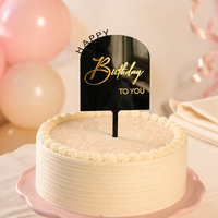 Décoration de gâteau en acrylique Joyeux Anniversaire, personnalisée avec estampage doré, pour fournitures de fête d'anniversaire, vente en gros, qualité alimentaire