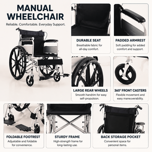 Sedia a Rotelle Manuale Pieghevole in Acciaio Leggero e <span class=keywords><strong>Portatile</strong></span> per Attrezzature di Riabilitazione - Product Image 5